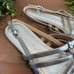 Salvatore Ferragamo Typa Leather Silver Sandals Size 7.5