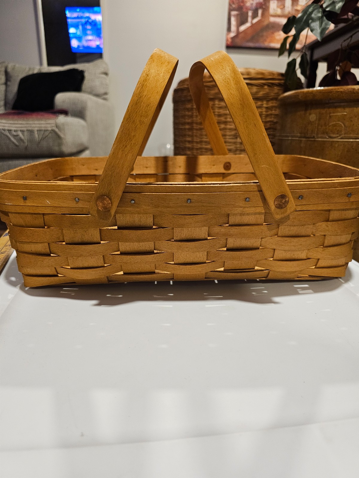 Signed longaberger basket with handles