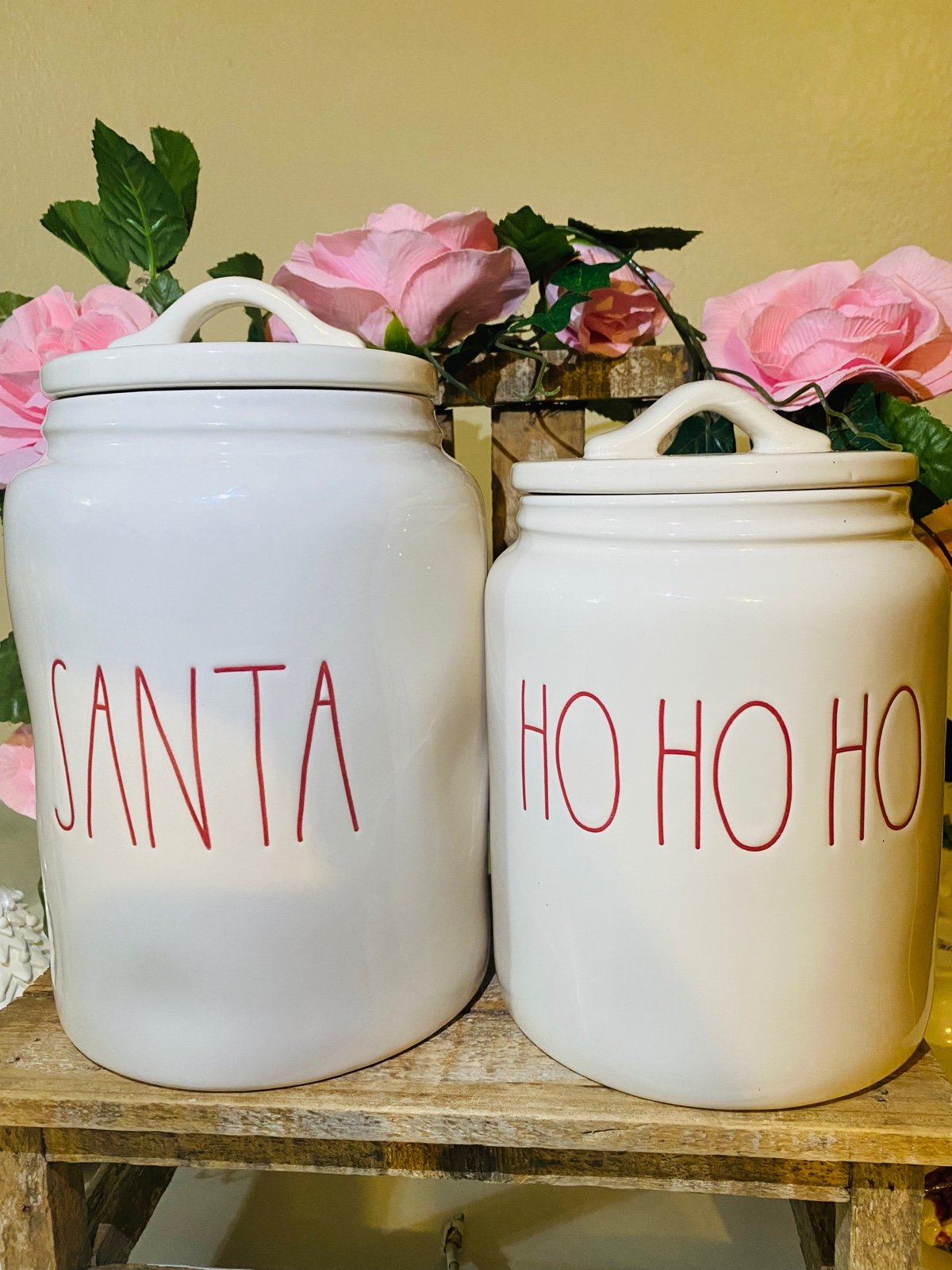 Rae Dunn SANTA & HO HO HO CANISTERS BUNDLE