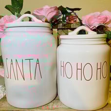 Rae Dunn SANTA & HO HO HO CANISTERS BUNDLE