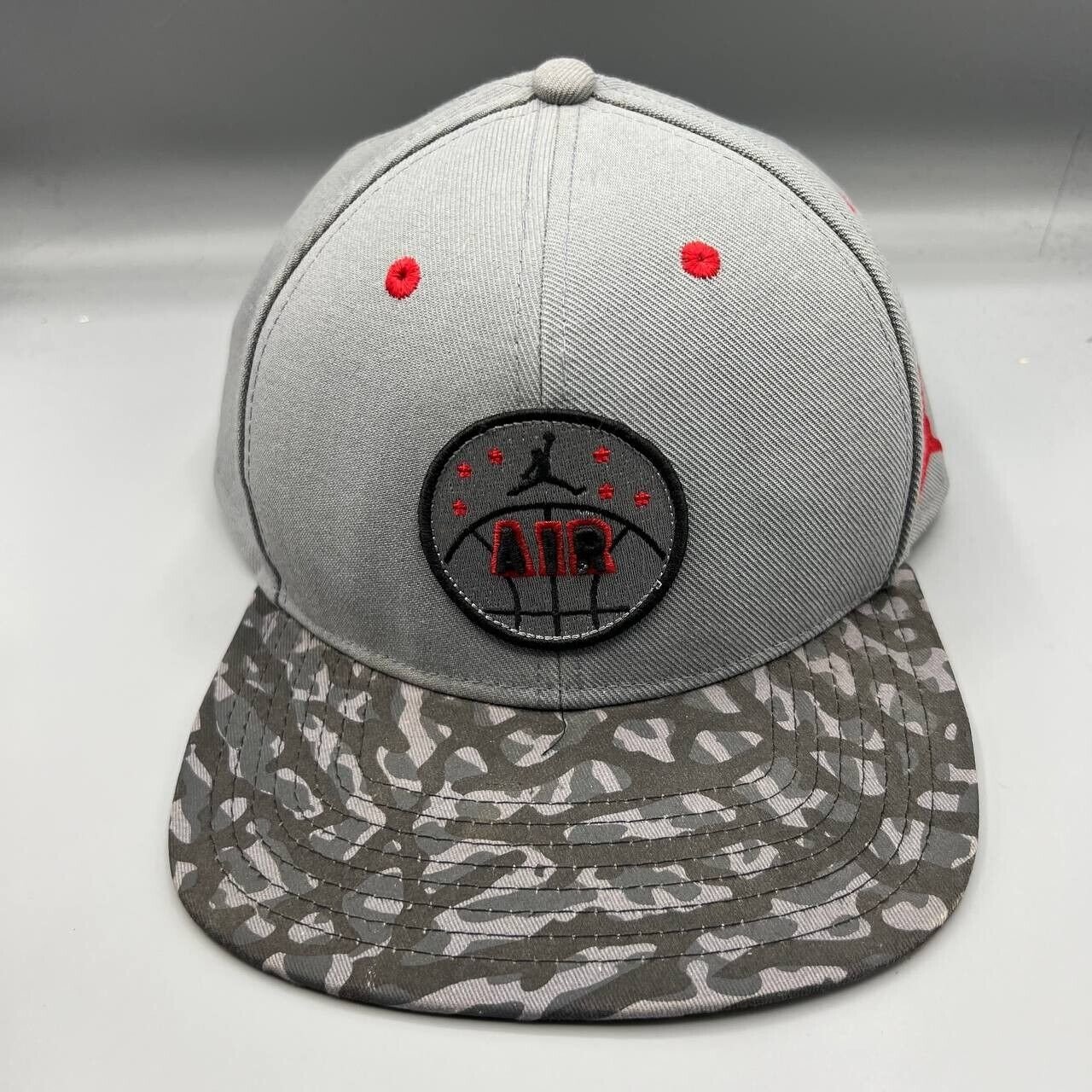 Air Jordan Hat Men Gray Camo Embroidered Logo Jumpman Snap Back Cap