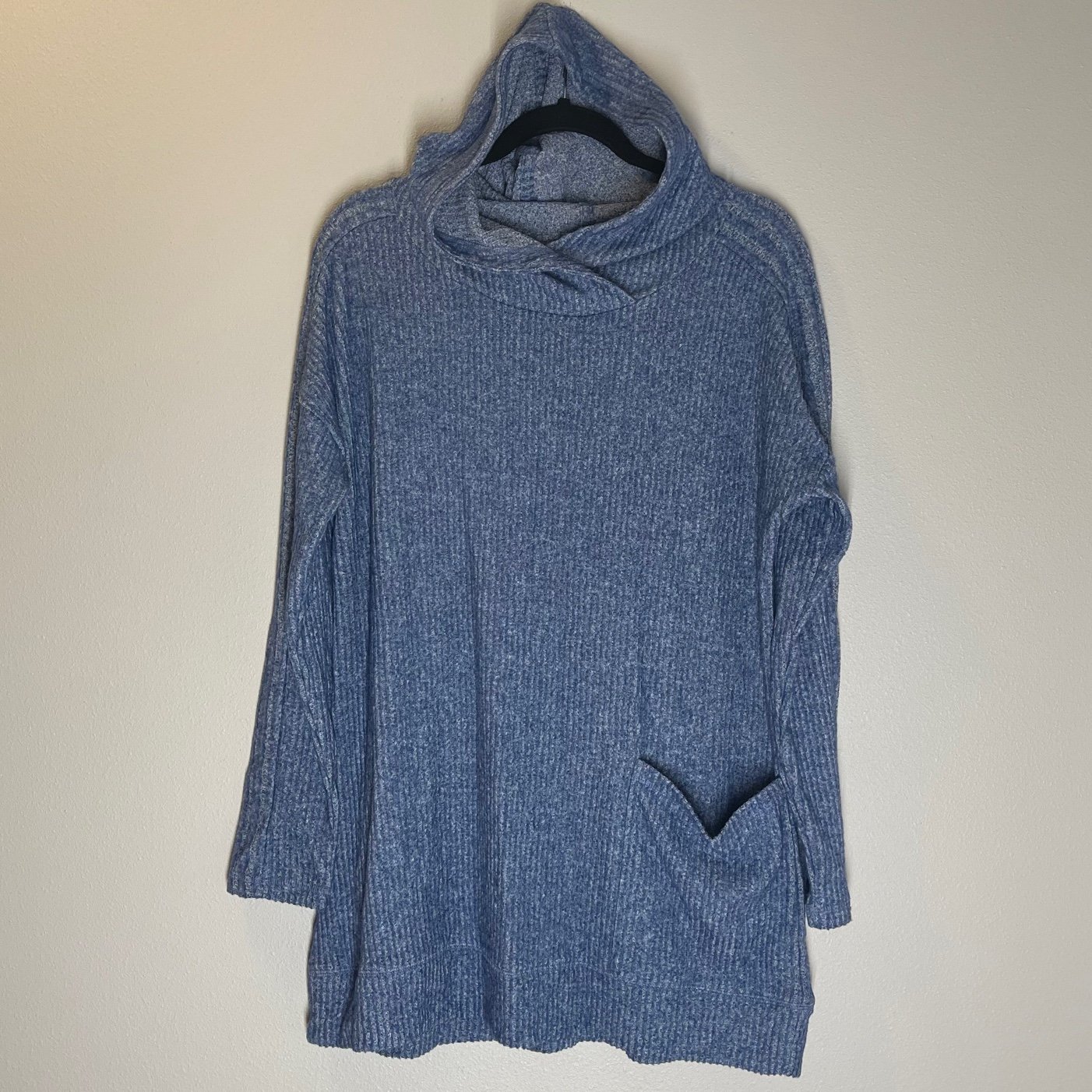 Soft Surroundings Lyric Super Soft Hoodie Side Slouchy Pocket Blue Size M Women