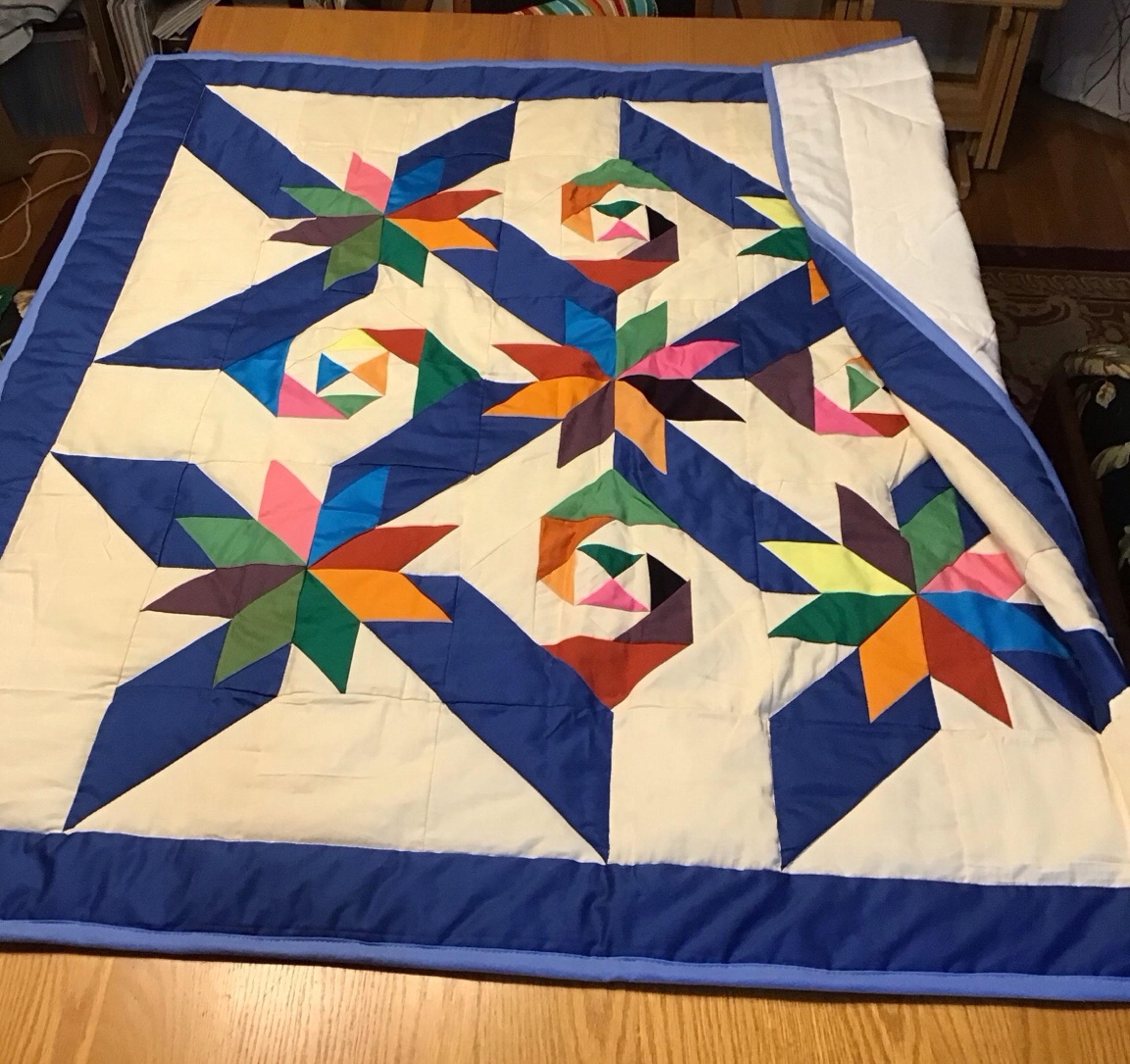 NEW Handmade Pieced Quilt 47” x 47” Blazing Star
