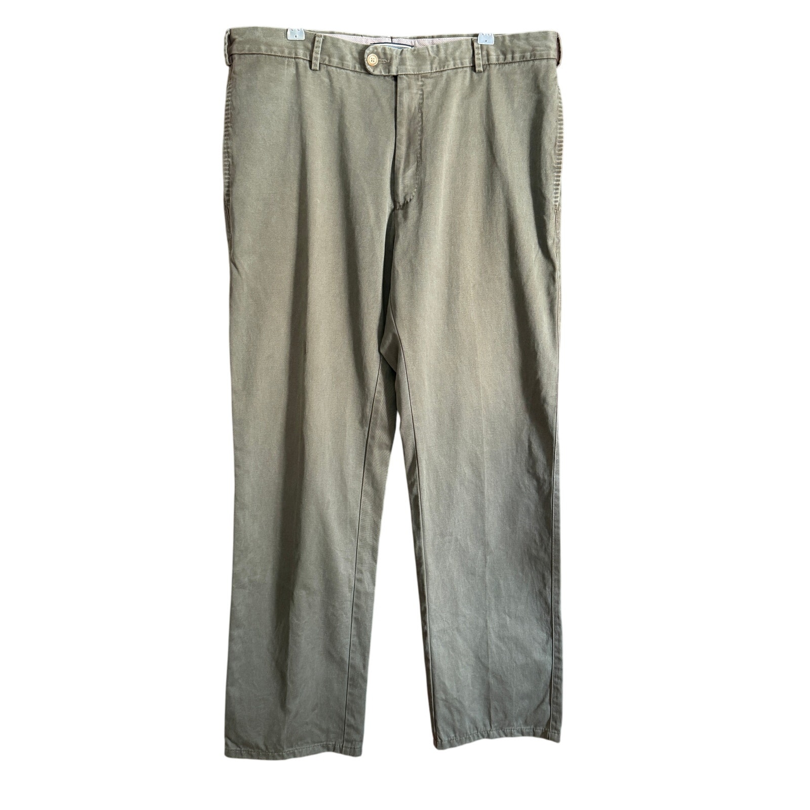 PETER MILLAR | Olive Green Cotton Flat Front Khaki Chino Pants Size 35 x 31