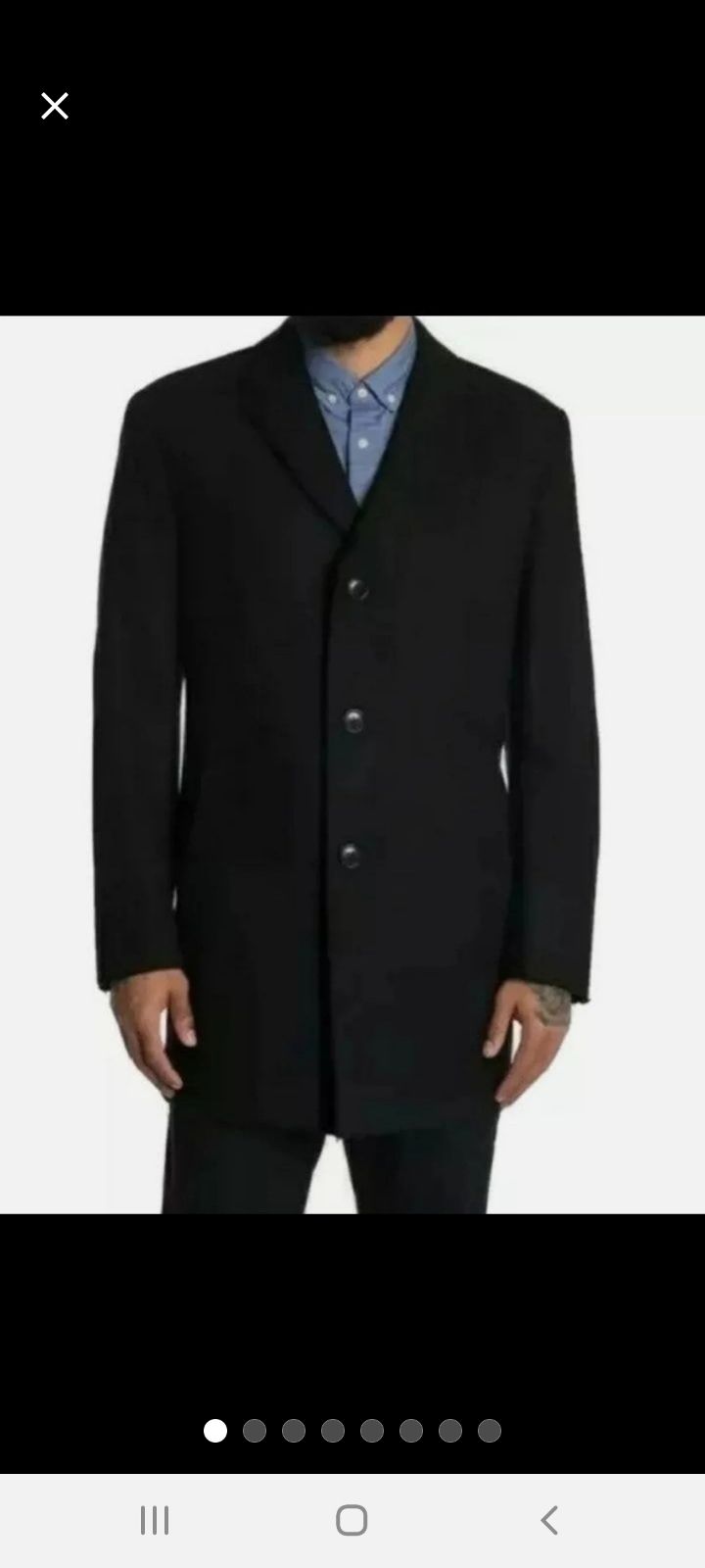 KENNETH COLE Wool Blend Overcoat, L
