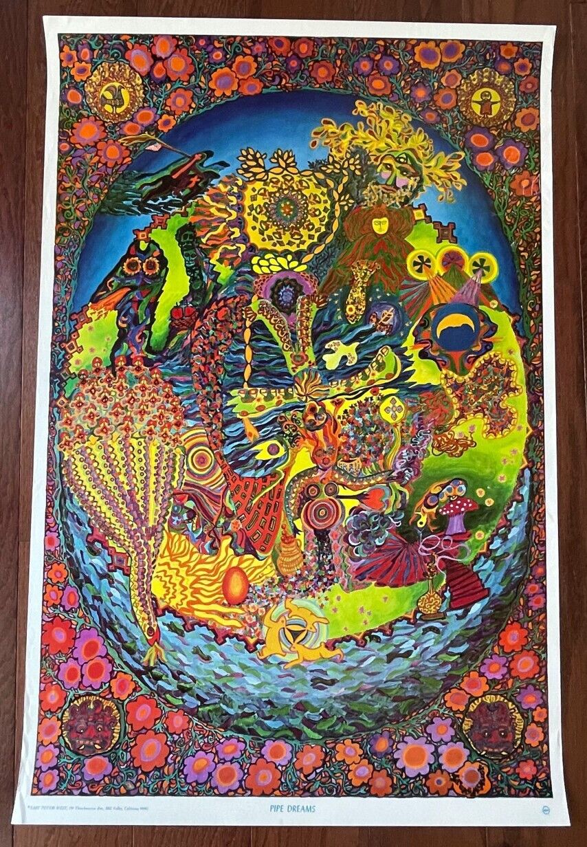 1967 McHugh Psychedelic East Totem West Poster Pipe Dreams Head Shop 1st