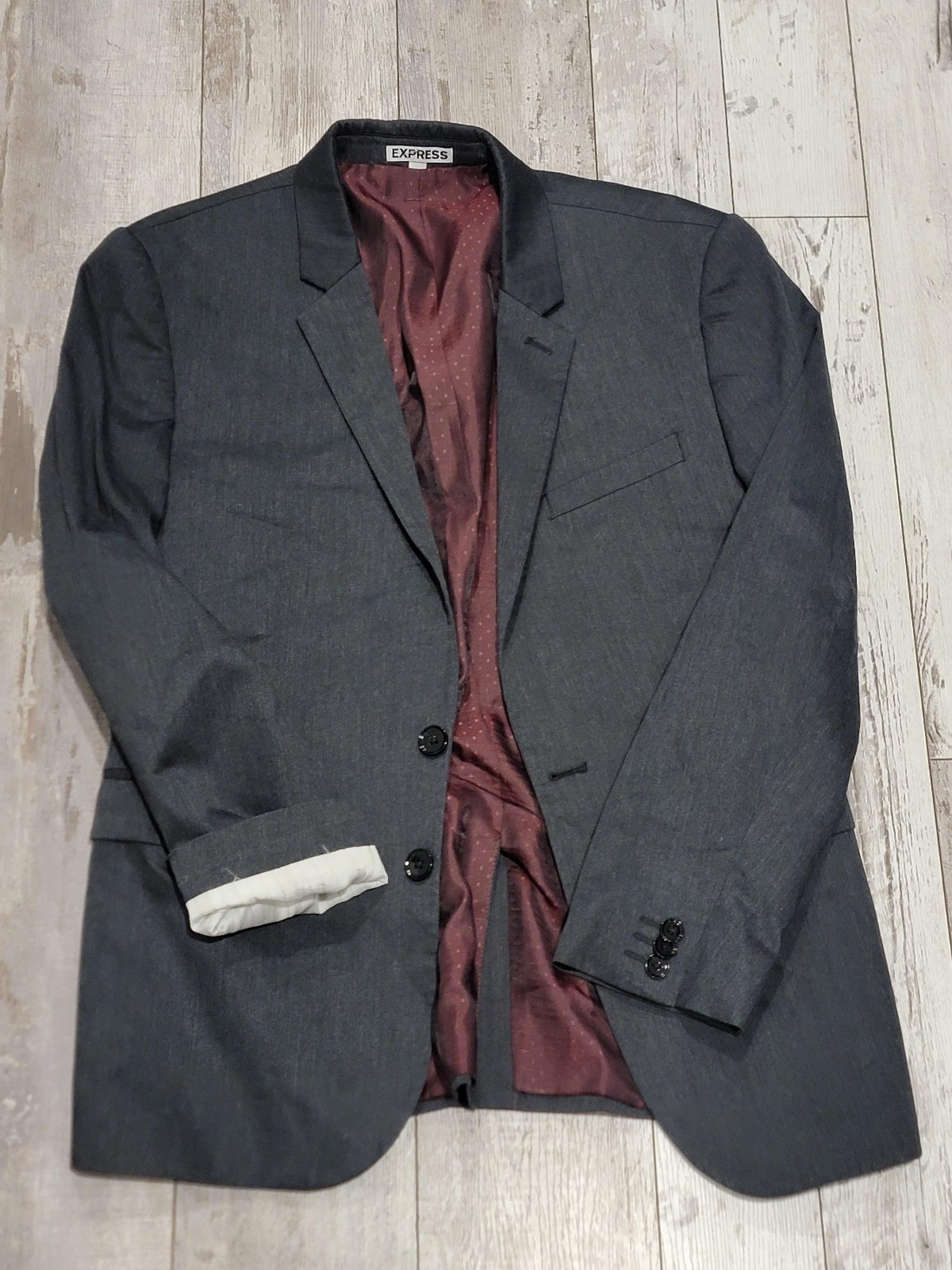 38S Men's Express Innovator Skinny Fit Blazer Deep Gray 2 Button Sport Coat