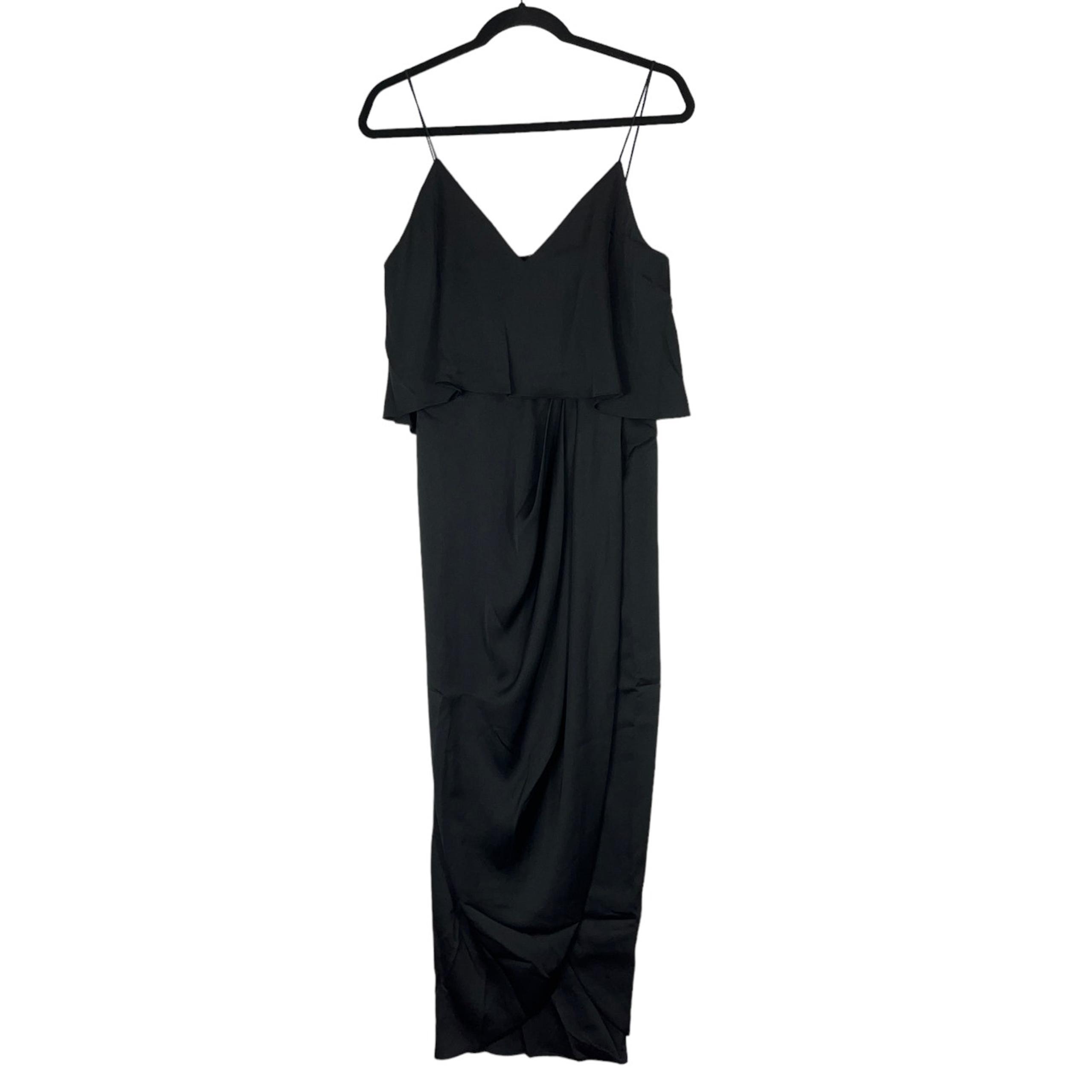 Shona Joy Womens size 6 dress black Luxe Cocktail frill v neck