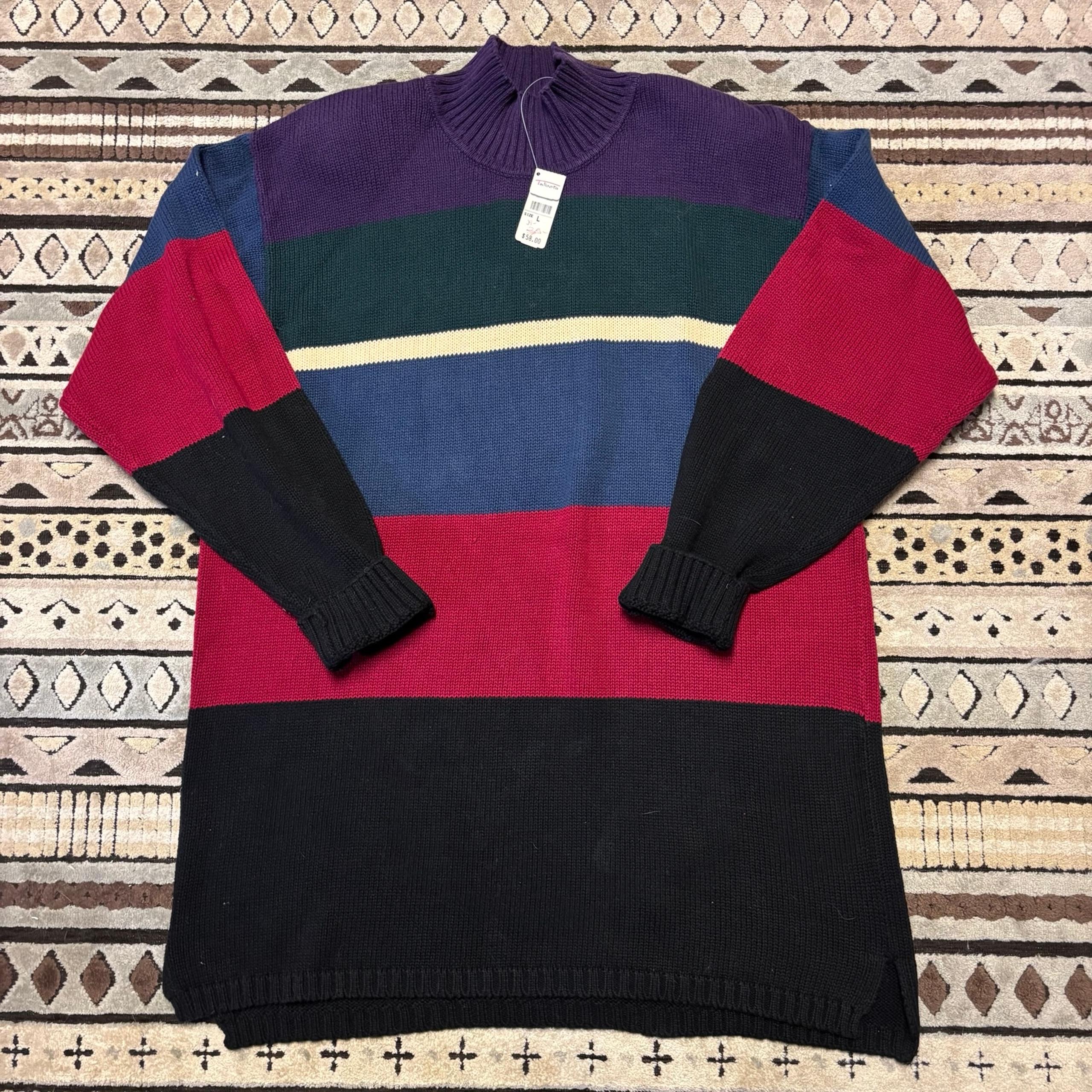 Talbots Turtleneck Sweater Multicolor Striped Vintage Women’s Large NWT