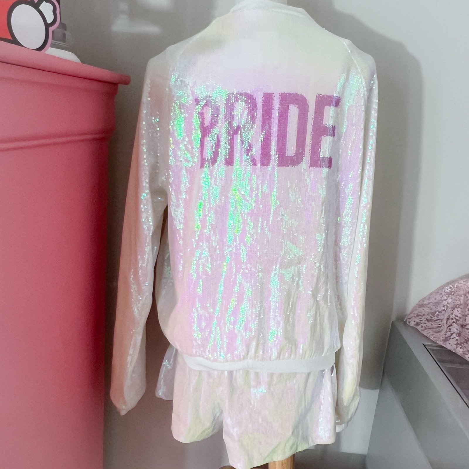 Hayley Paige sequin bride jacket & shorts set