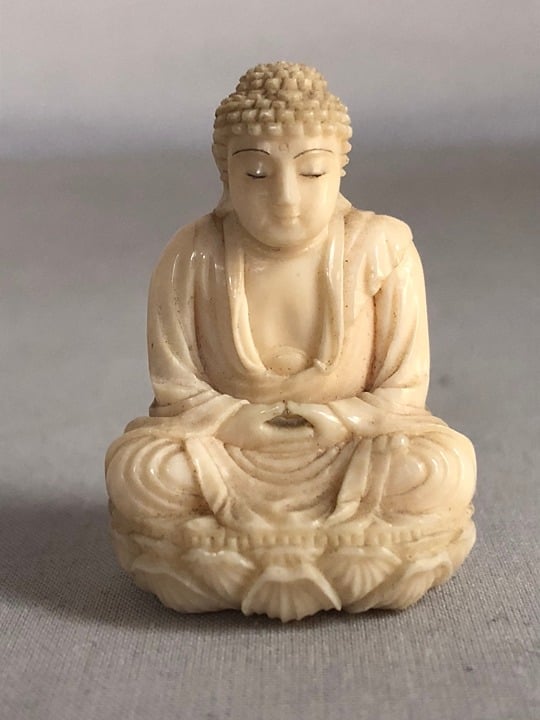 Quality Antique Signed Carved from Good Natural Material Buddha.