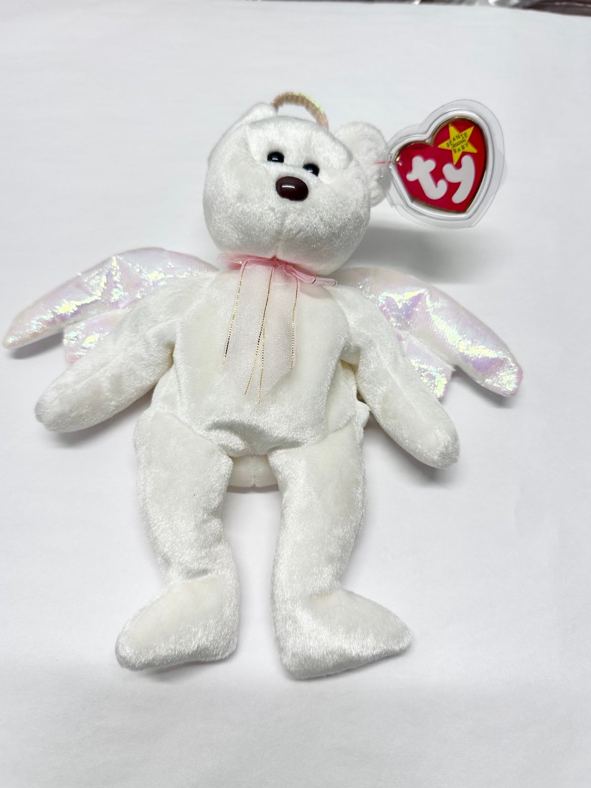 TY Beanie Babies Original 1998 Halo the angel bear w/ brown nose