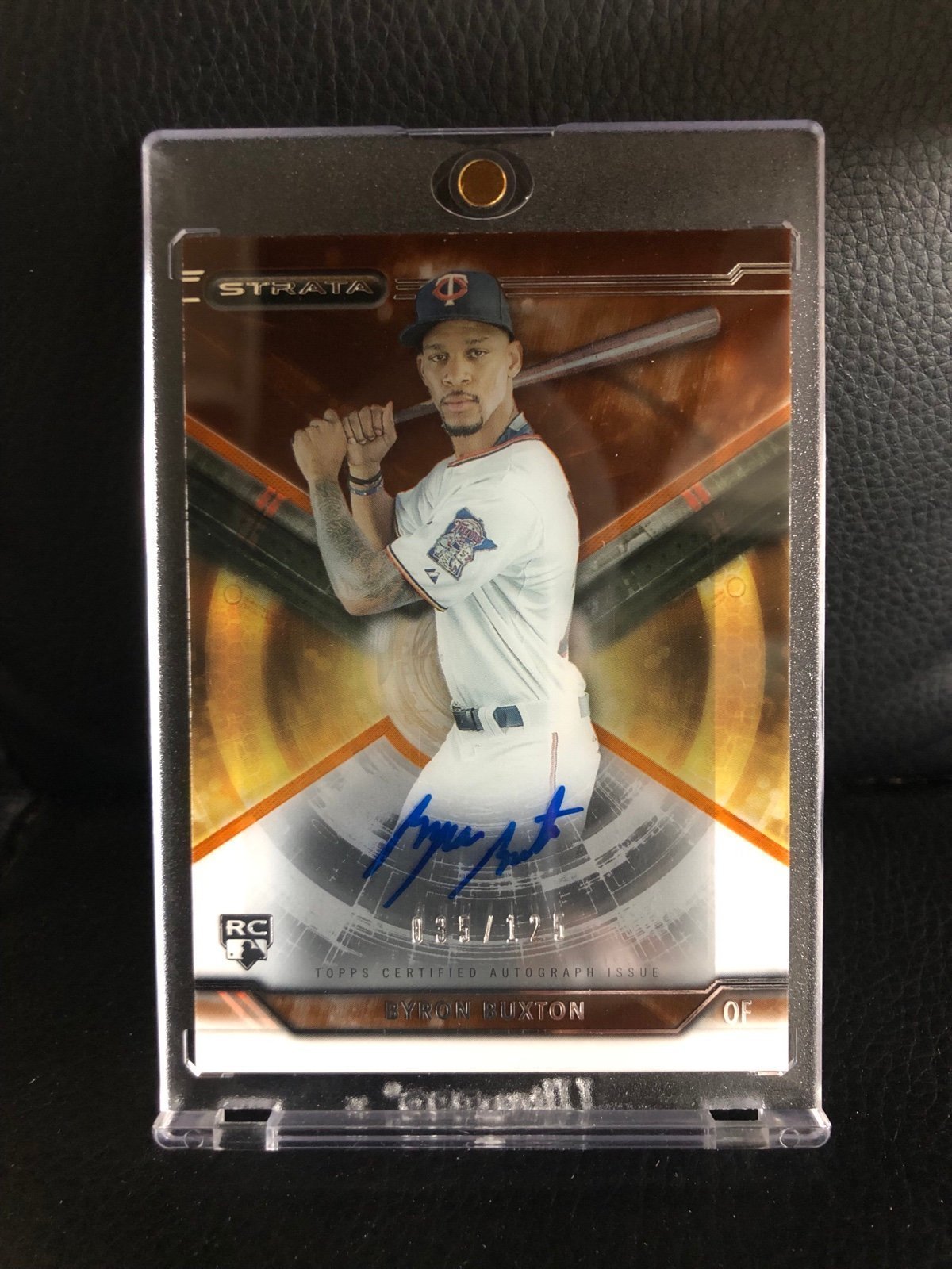 2015 Topps Strata Auto Gold /125 Byron Buxton #SA-BBU Rookie Auto RC