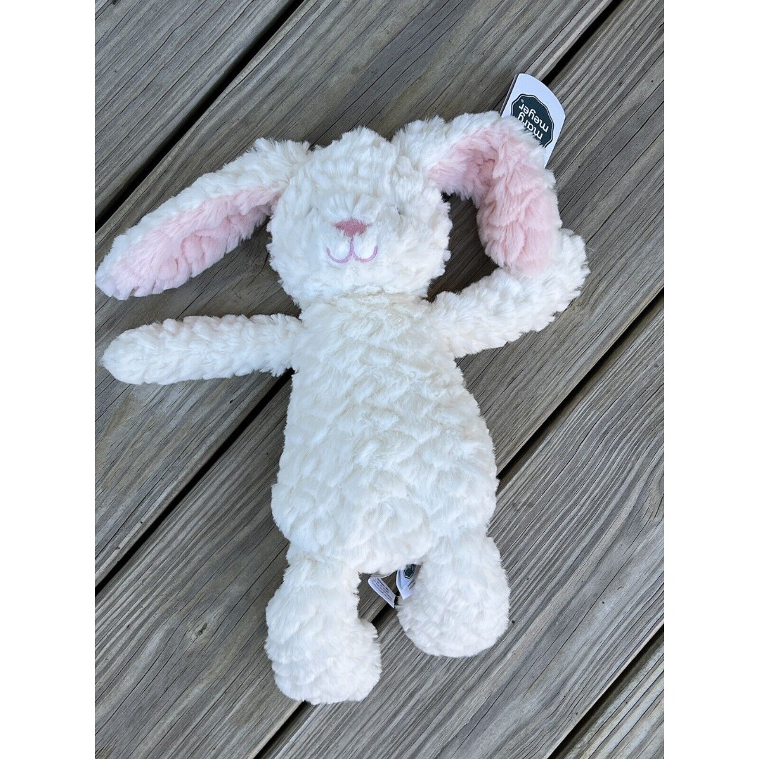 Mary Meyer White & Pink Bunny Rabbit Baby Plush Toy Stuffed Animal Friend New