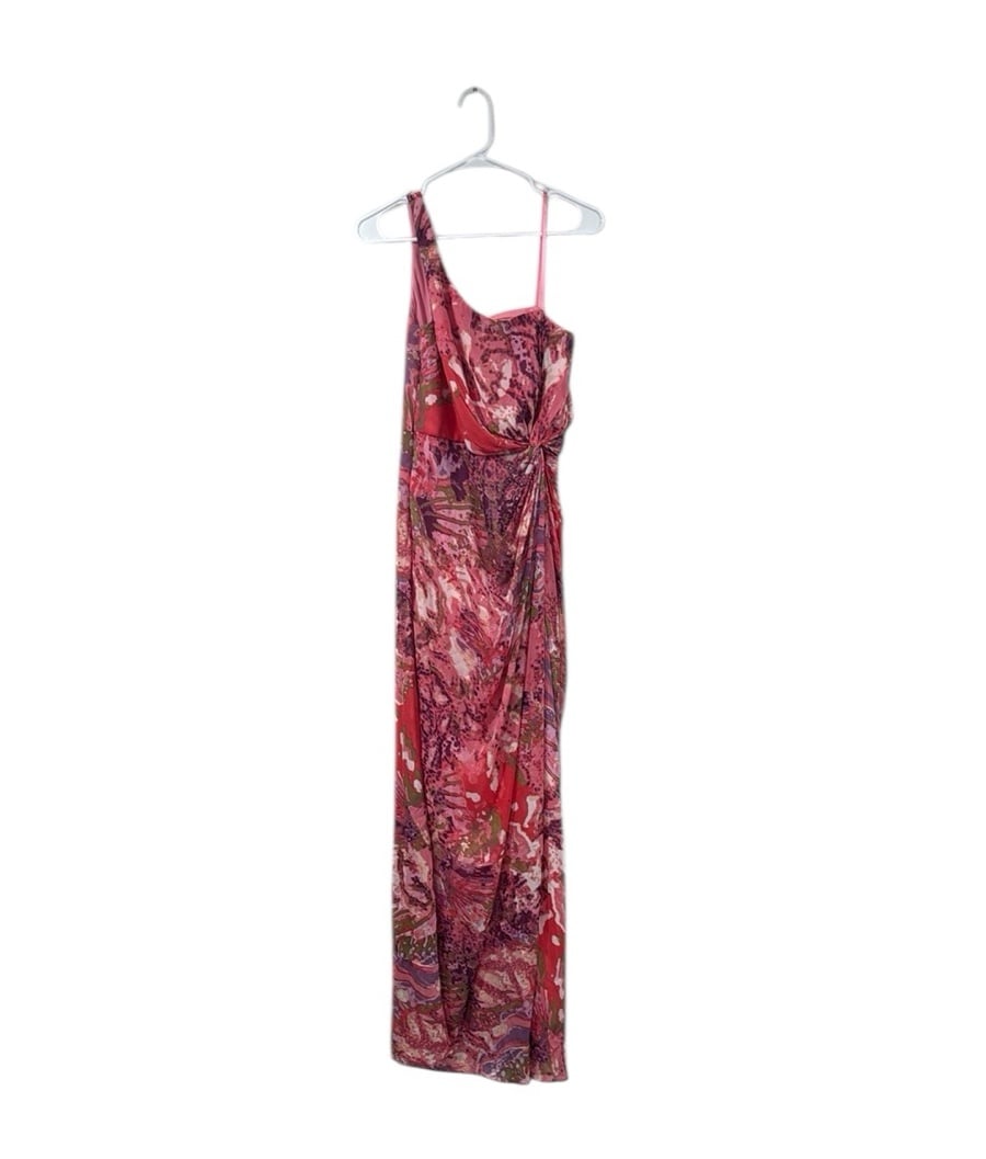 Adrianna Papell Pink One Shoulder Dress Size 6 EUC