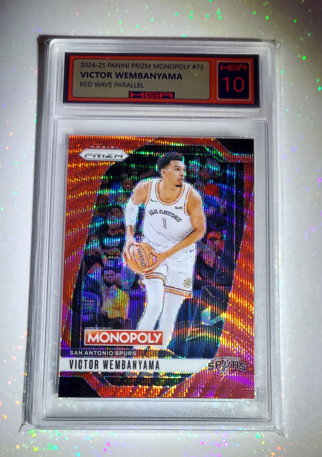 2024-25 Panini Prizm Monopoly Red Wave Victor Wembanyama Grade 10 Gem