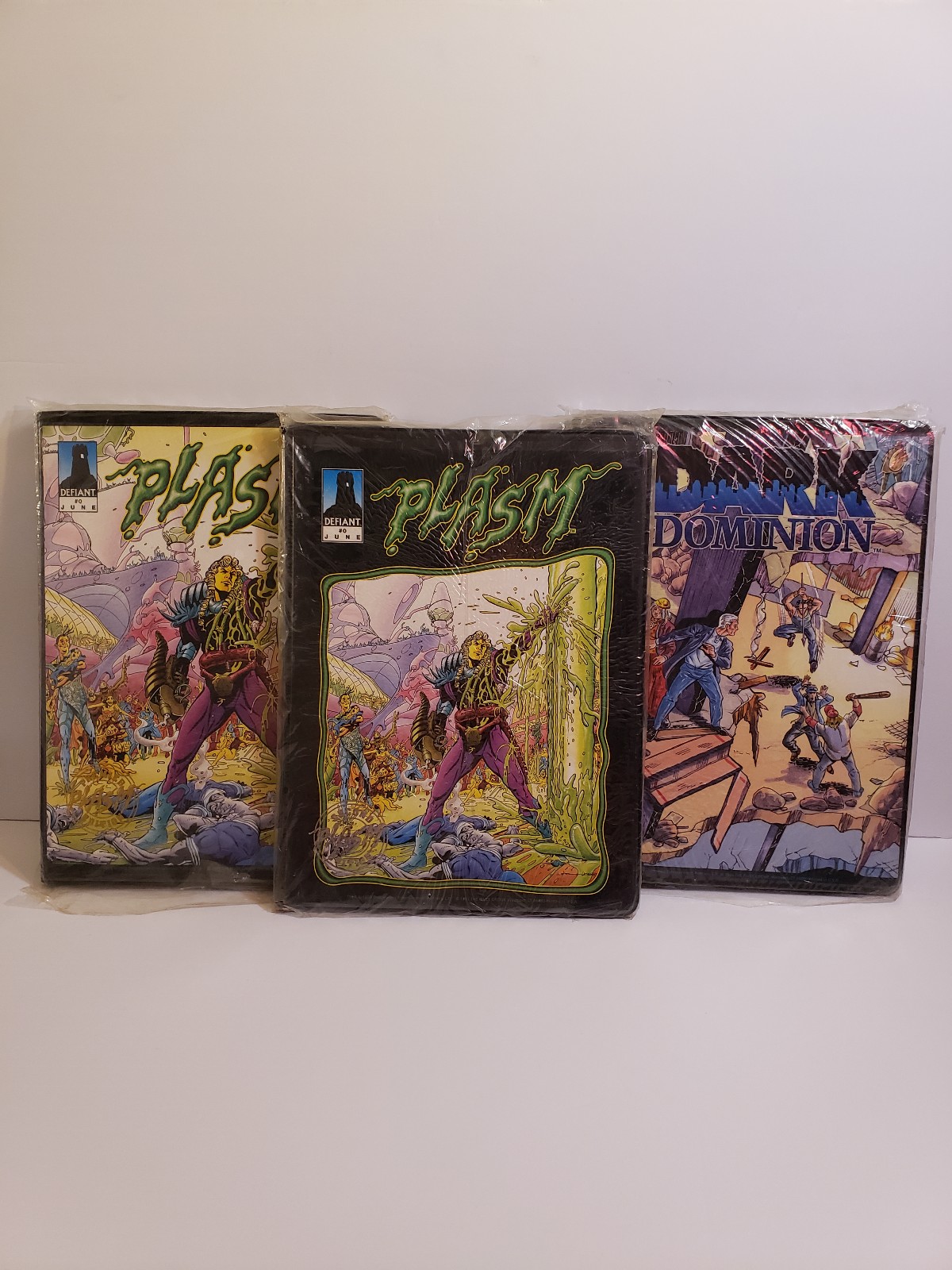 Plasm (sealed) & Dark Dominion Defiant Comic Card Lot of 3