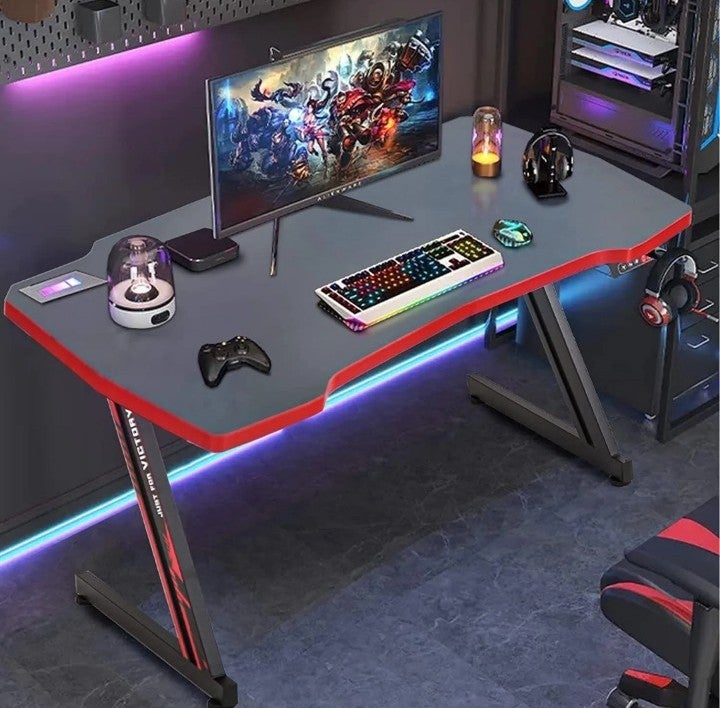 47 Gaming Desk Ergonomic Z Shaped Table PC Computer Desk Office Home With Hook