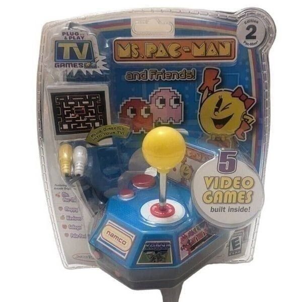 Jakks Pacific Namco Ms Pac Man Plug & Play TV Game 5 vintage arcade games NIB