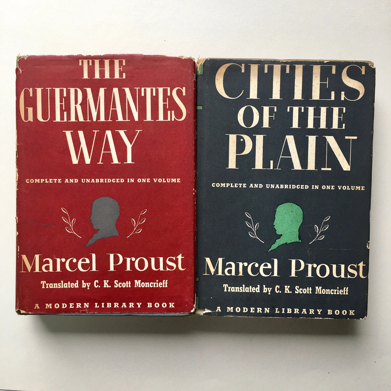 2 Modern Library Books by Marcel Proust - Guermantes Way & Cities of the Plain