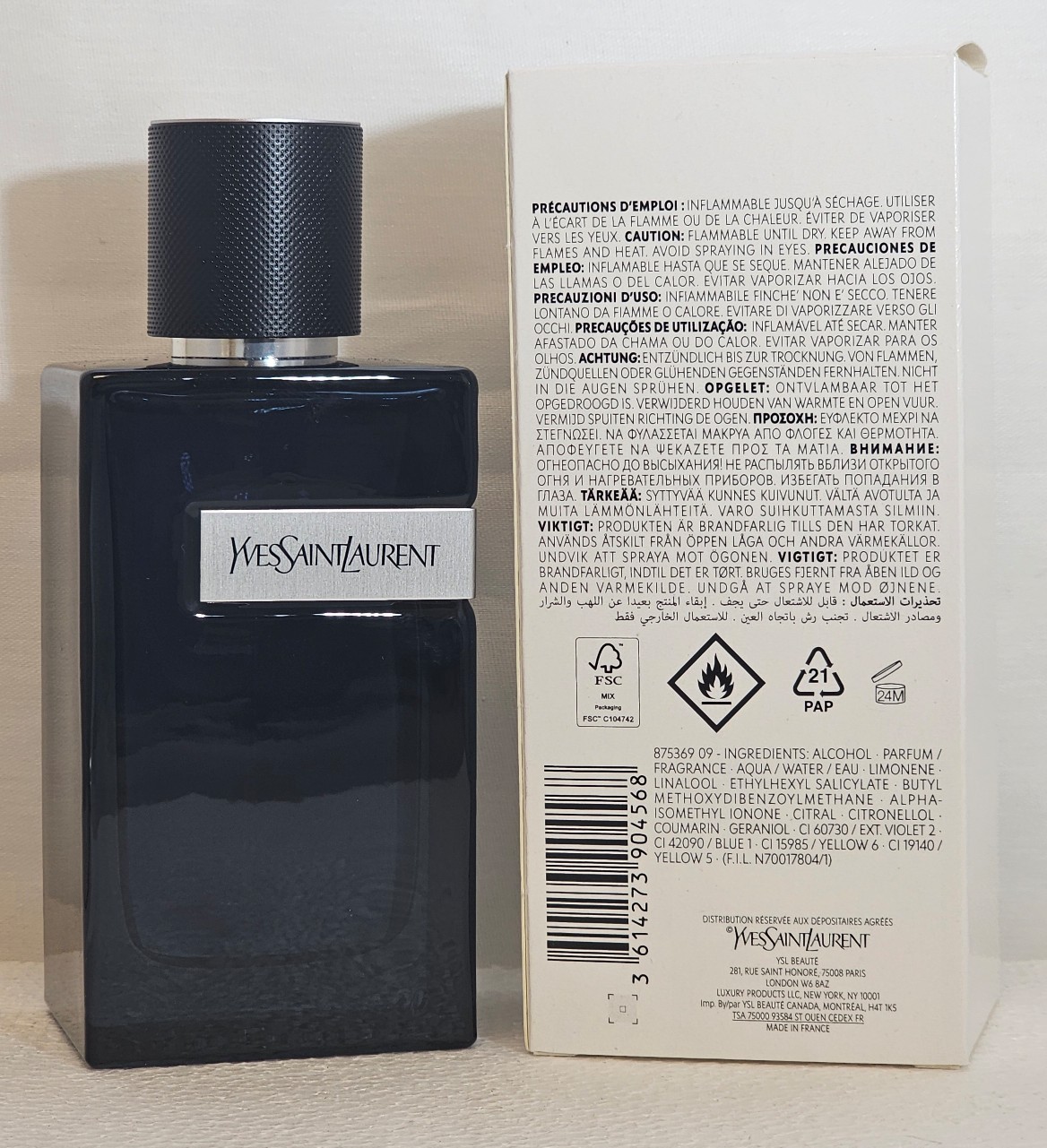 Ysl Y intense 100ml 3.3.Oz Eau De Parfum intense Spray Men's - detail