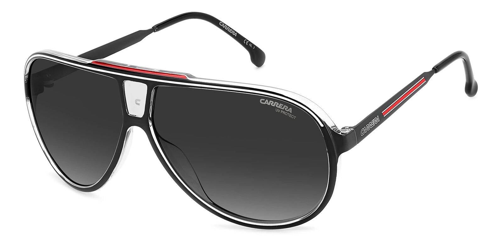 NEW Carrera 1050S OIT9O Black & Red Sunglasses with Grey Lenses