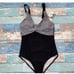 B2PRITY Tummy Control Swimsuit in Black and White Stripe Size Small