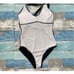 B2PRITY Tummy Control Swimsuit in Black and White Stripe Size Small