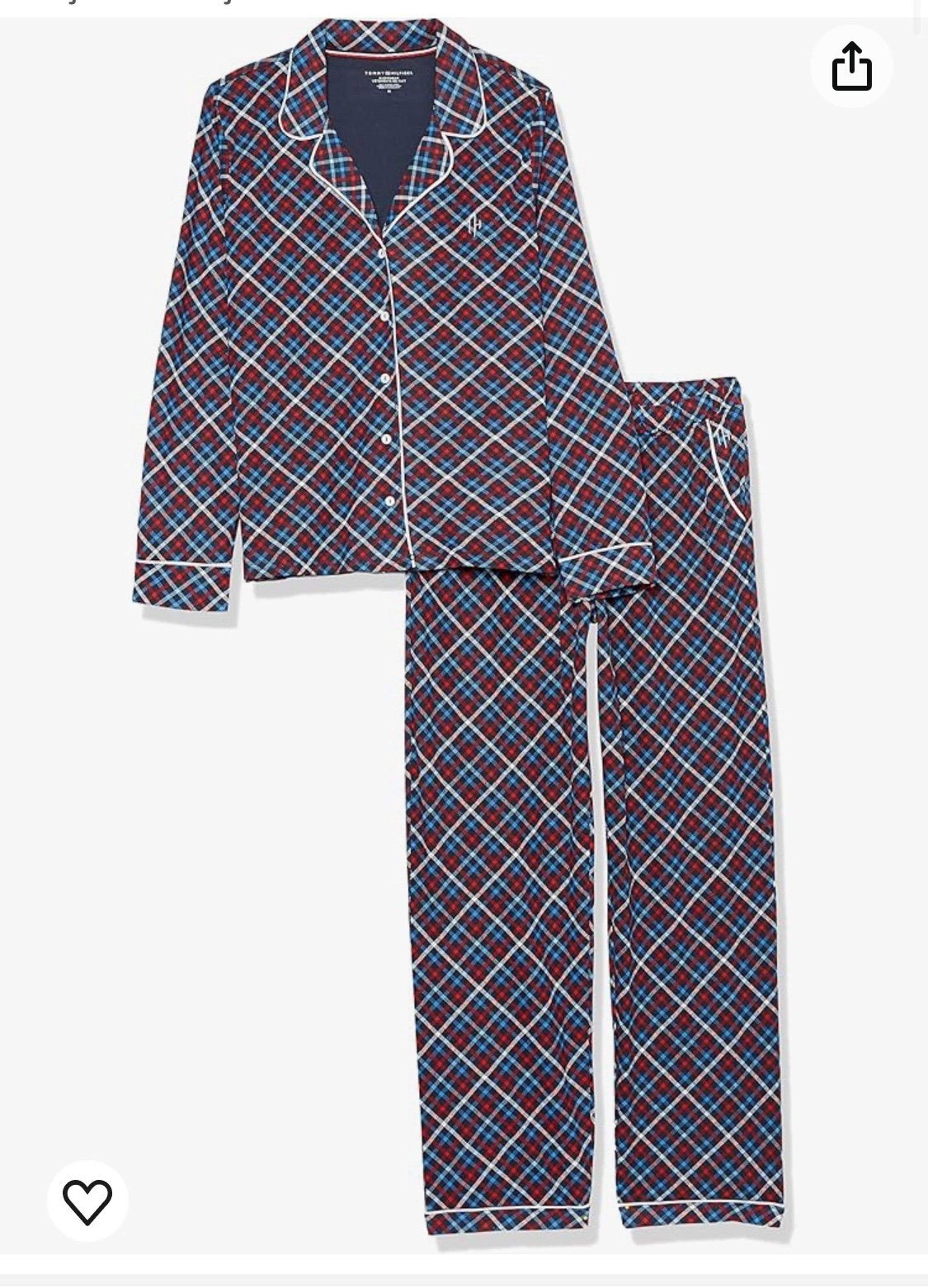 Tommy Hilfiger Women's Long Sleeve Girlfriend Sleep Pajama Set, Small