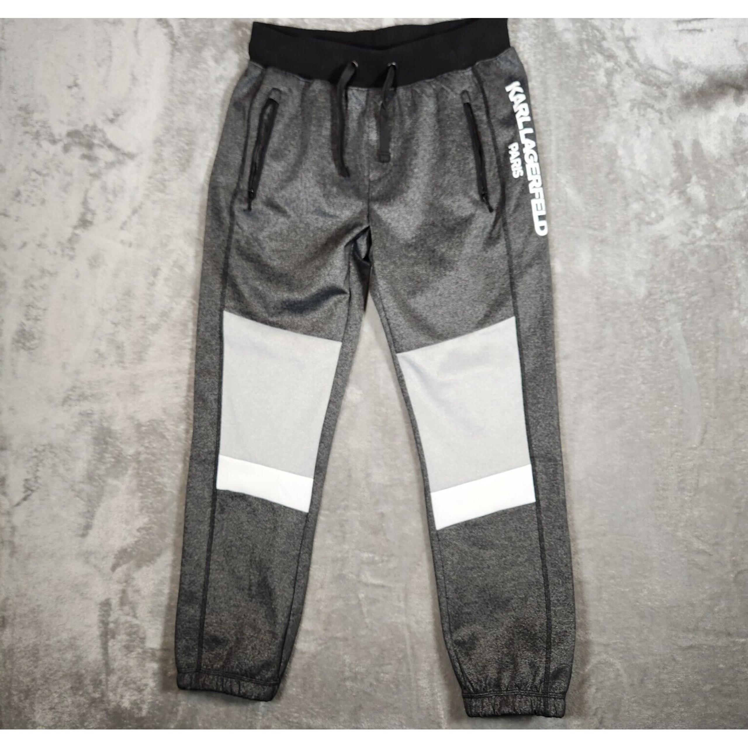 Karl Lagerfeld Paris Men's Size S 30X29 Colorblock Jogger Sweatpants Logo Gray