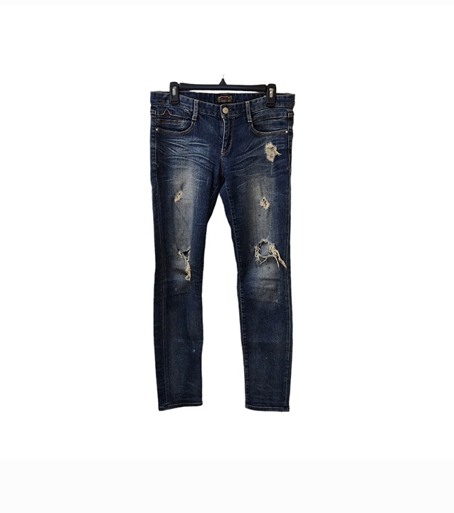 Brappers Distressed Bleached Painted Artist Festival Jeans Large Low Rise Skinny