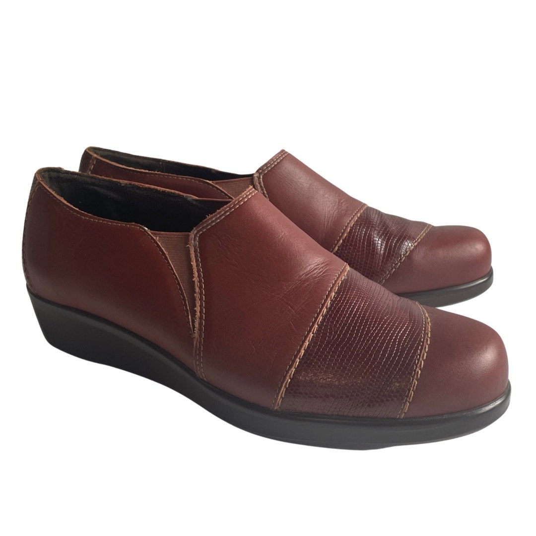 SAS Nora Comfort Shoes Slight Wedge Casual Slip On Brown Women’s Size 9.5