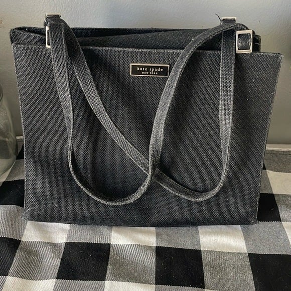 Kate Spade New York Palm Beach Linen Sam Tote Black Canvas