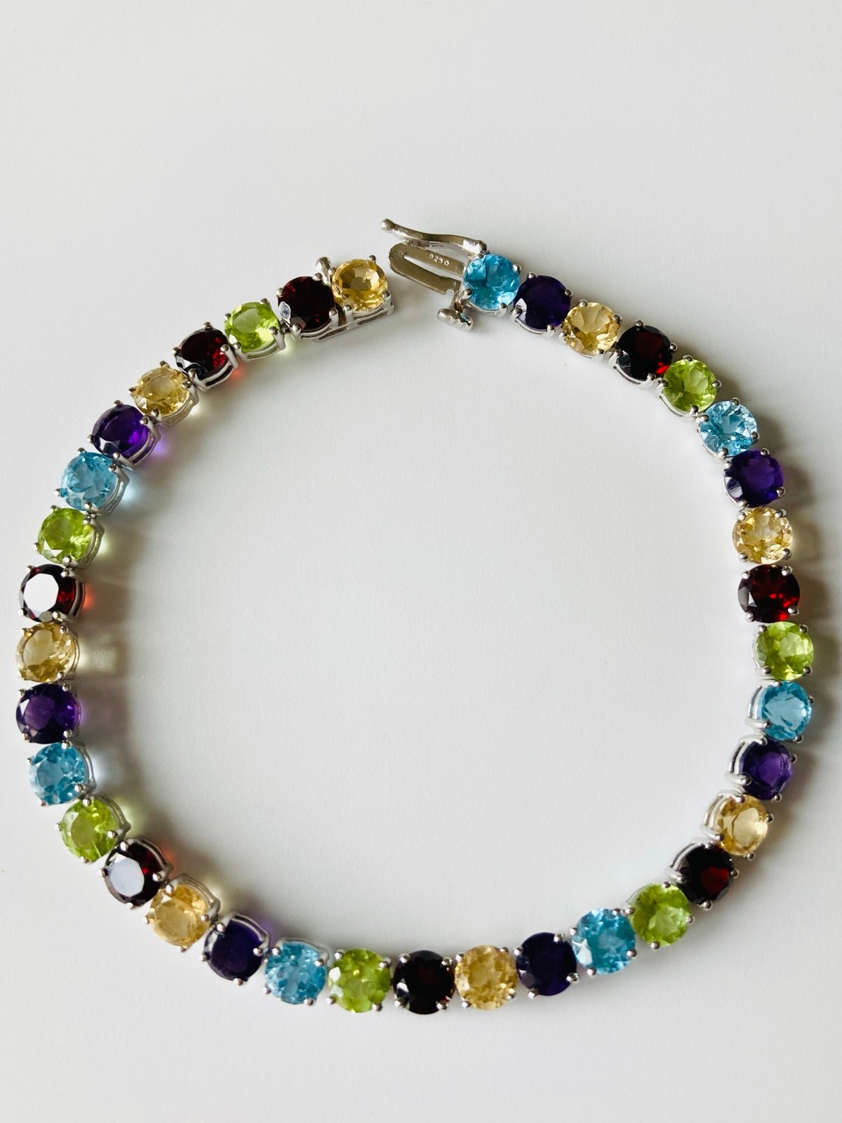 JWBR 925 sterling silver natural gemstone tennis bracelet