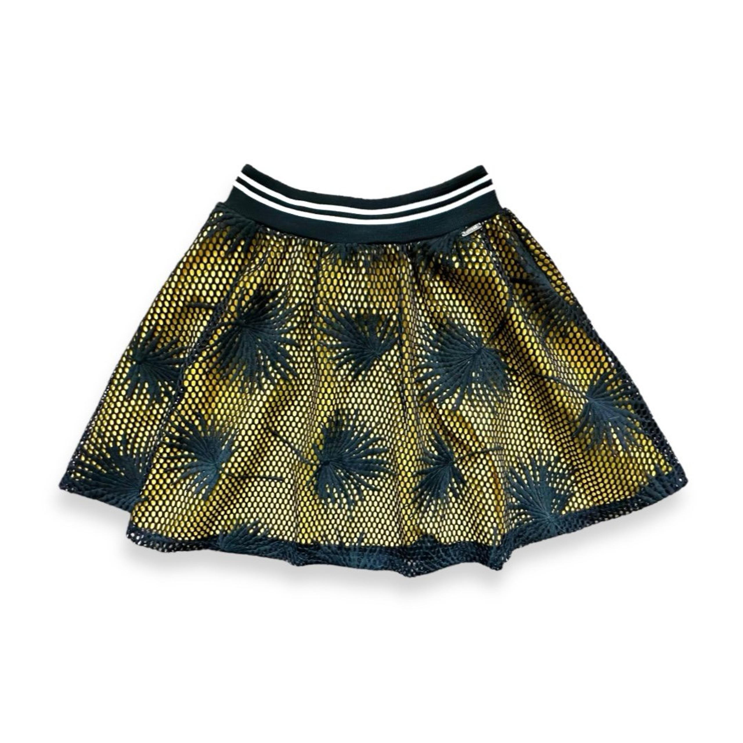 GUESS Embroided Mesh Palm Leaf Mini Skirt