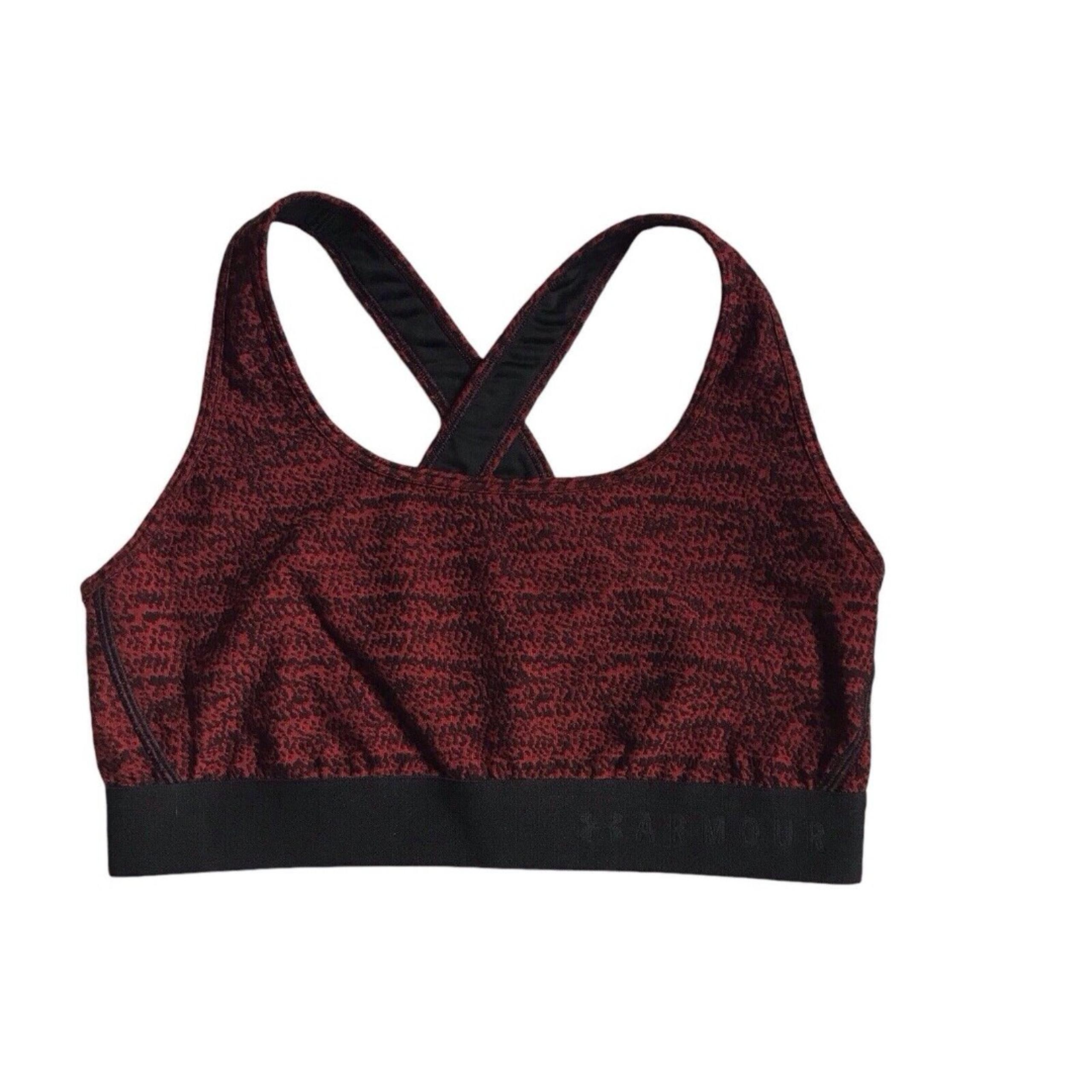 Under Armour Crossback Jacquard Womens Sports Red/Black Bra Size Large