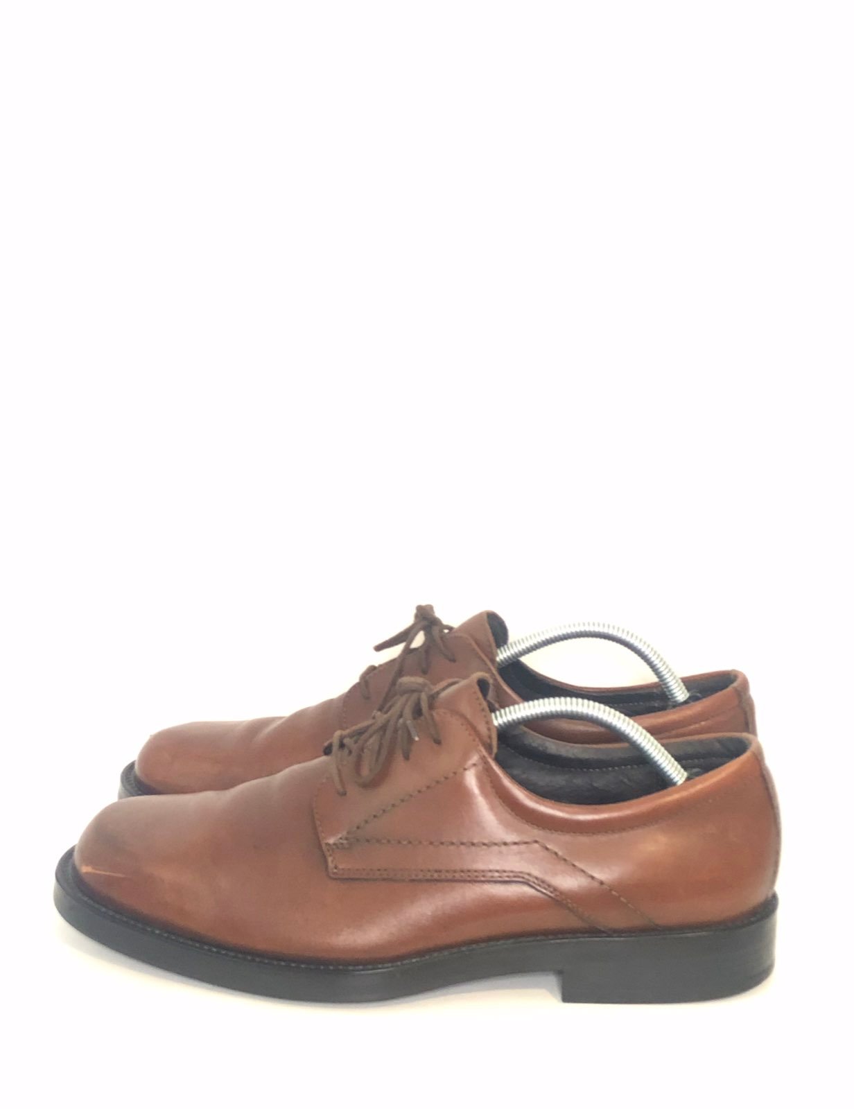BOSTONIAN DARK-BROWN LEATHER PLAIN-TOE LACE-UP OXFORD DRESS SHOES MENS 11M
