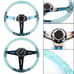 Universal 6-Hole 350mm Deep Dish Teal Crystal Bubble Neo Spoke Steering Wheel