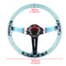 Universal 6-Hole 350mm Deep Dish Teal Crystal Bubble Neo Spoke Steering Wheel