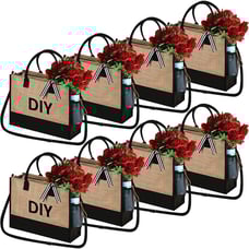 Hillban 8 Pcs Jute Tote Bags Bulk Burlap Tote Bags with Handles Reusable Jute XS