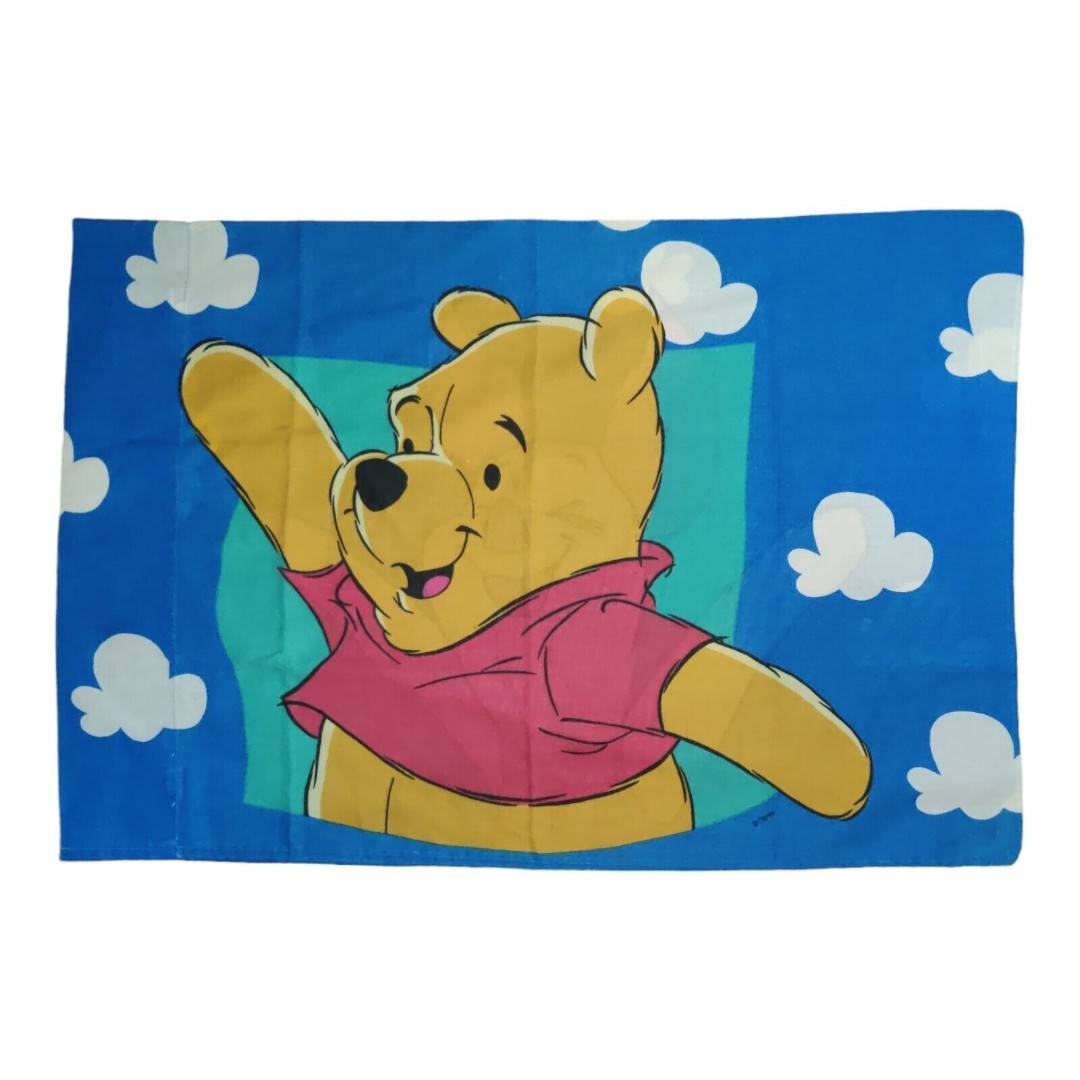 Disney Winnie the Pooh Piglet 1 Twin Flat Sheet 2 Pillow Cases Vintage Clouds