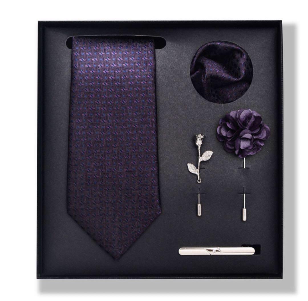 Purple silk tie set