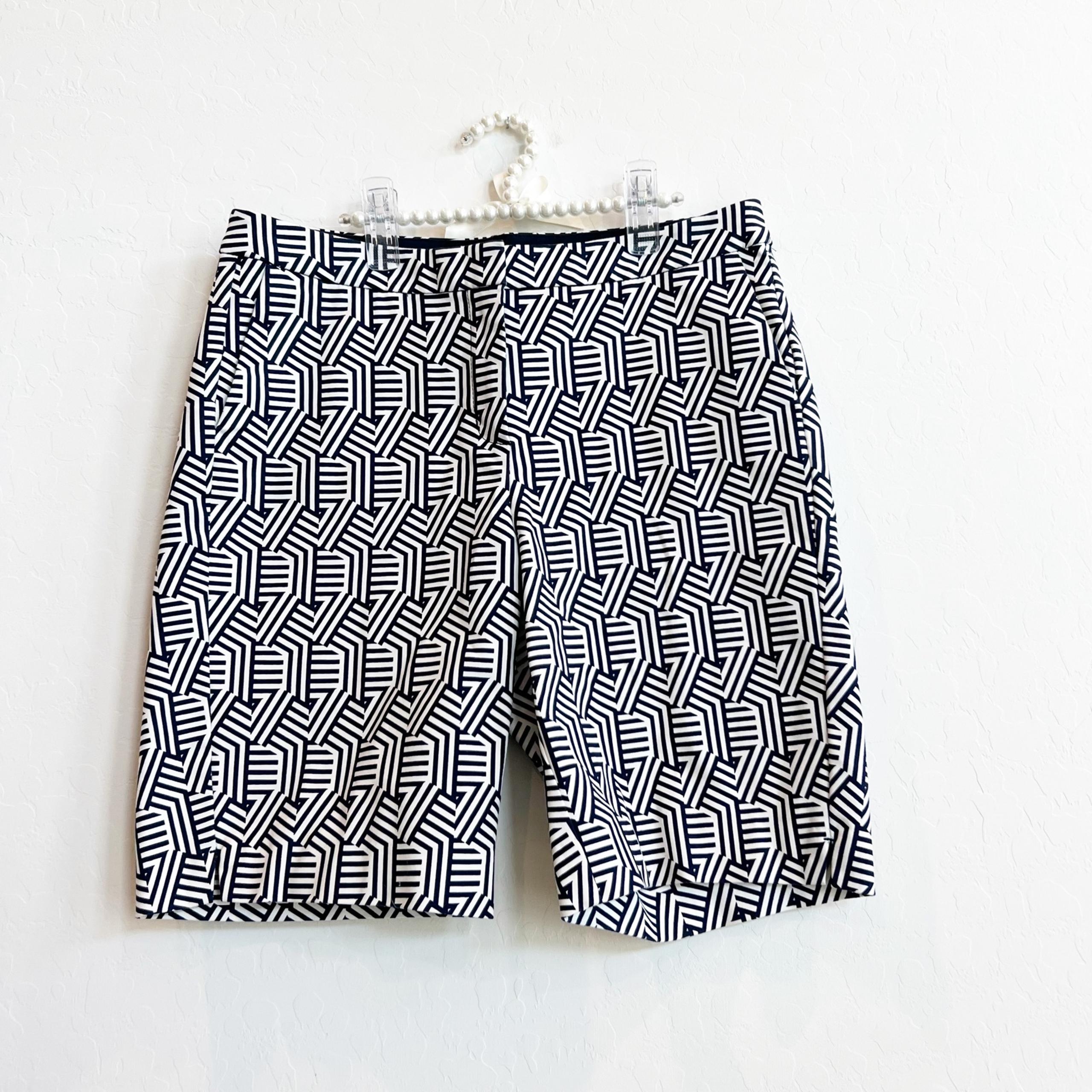 Boden Women's Richmond Bermuda Shorts Blue Geometric 9" Inseam 6