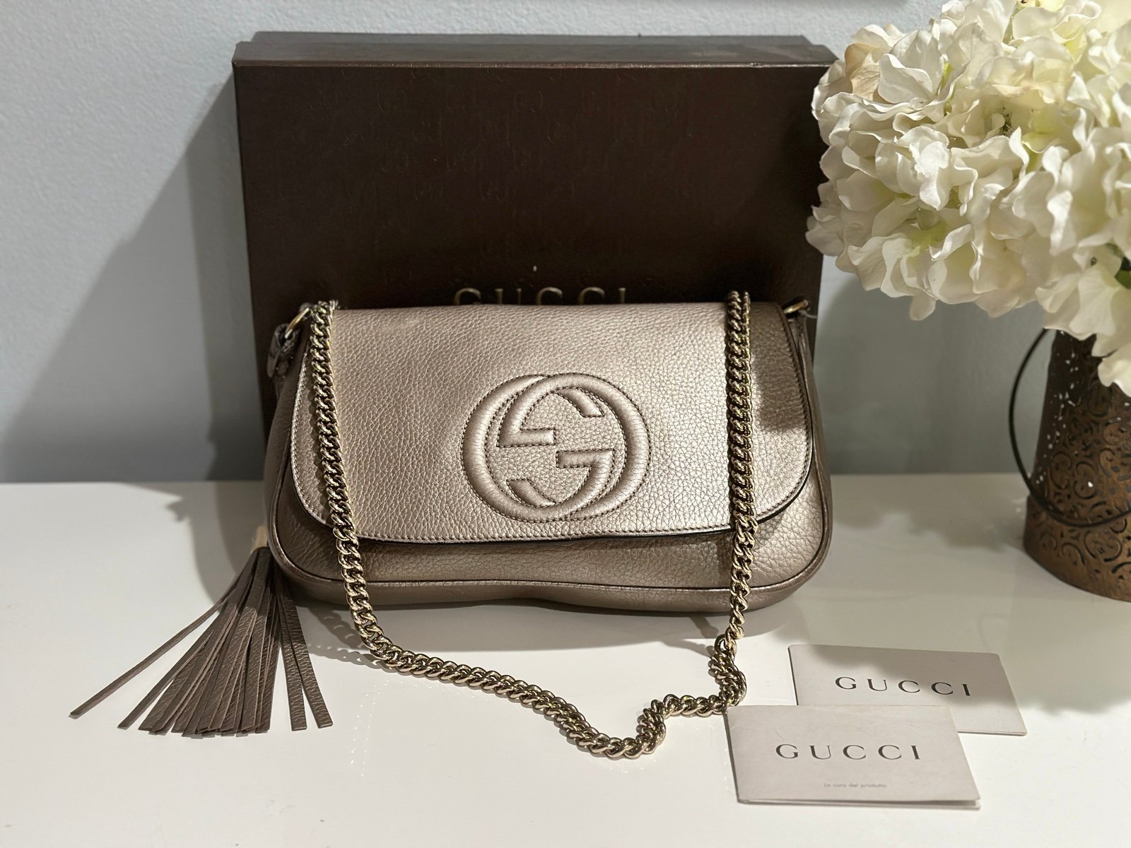 Gucci Soho Chain Crossbody Champagne