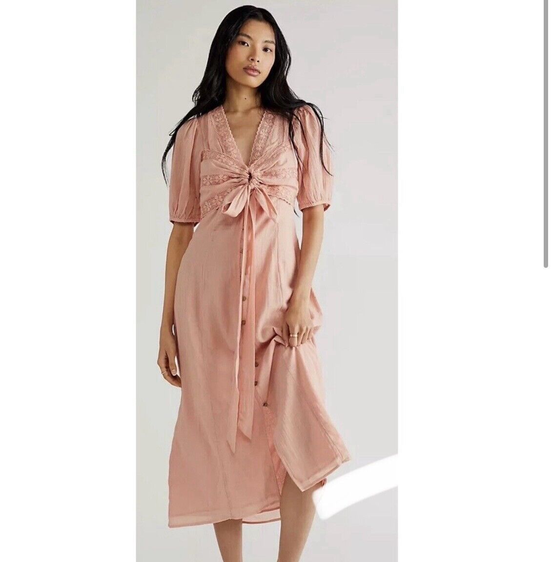 NWT Free People Midi Dress Romantic Cottagecore Fairy Whimsical Lace Peasant S