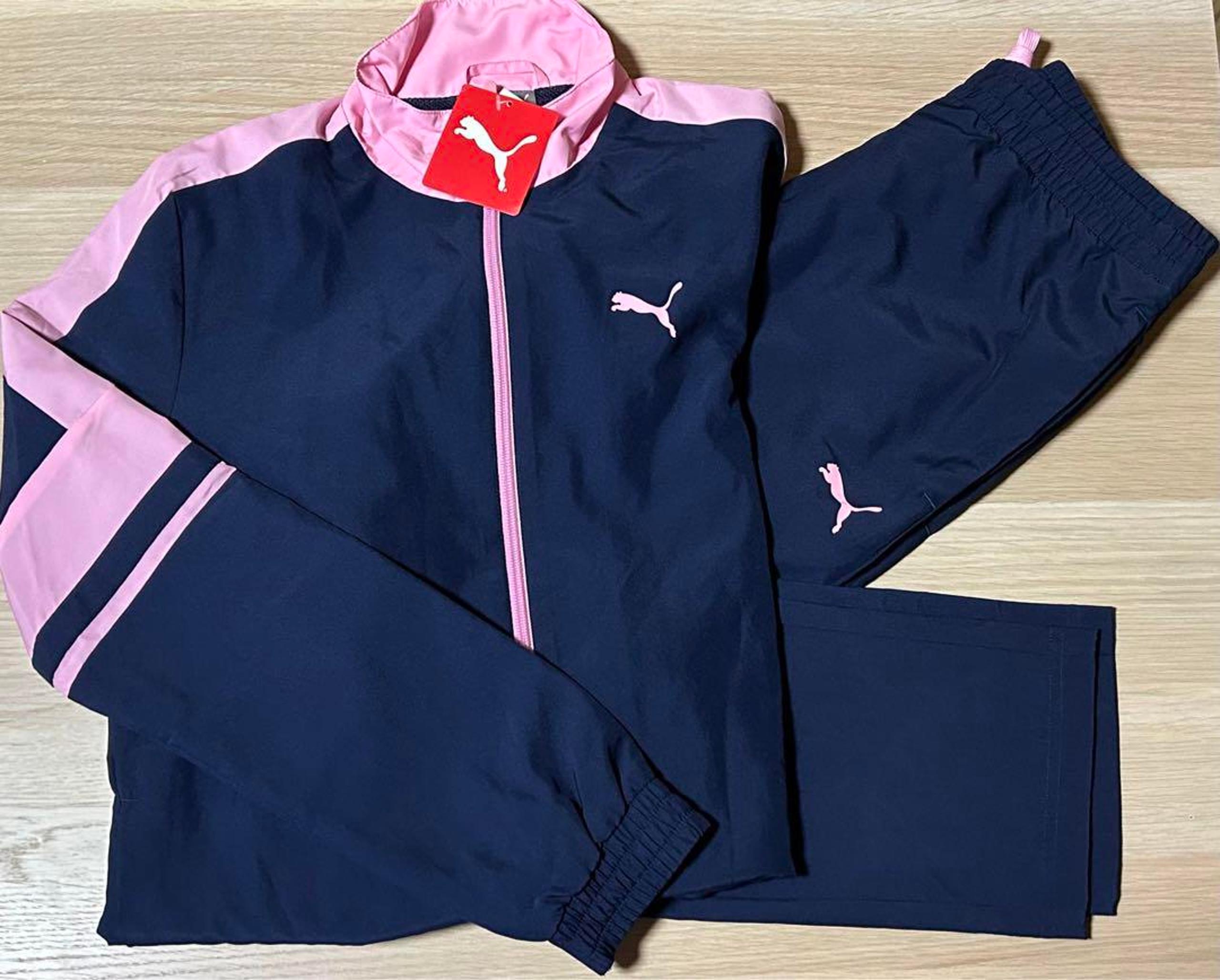 Puma tracksuit top and bottom pink/navy set for women, brand new and unused.