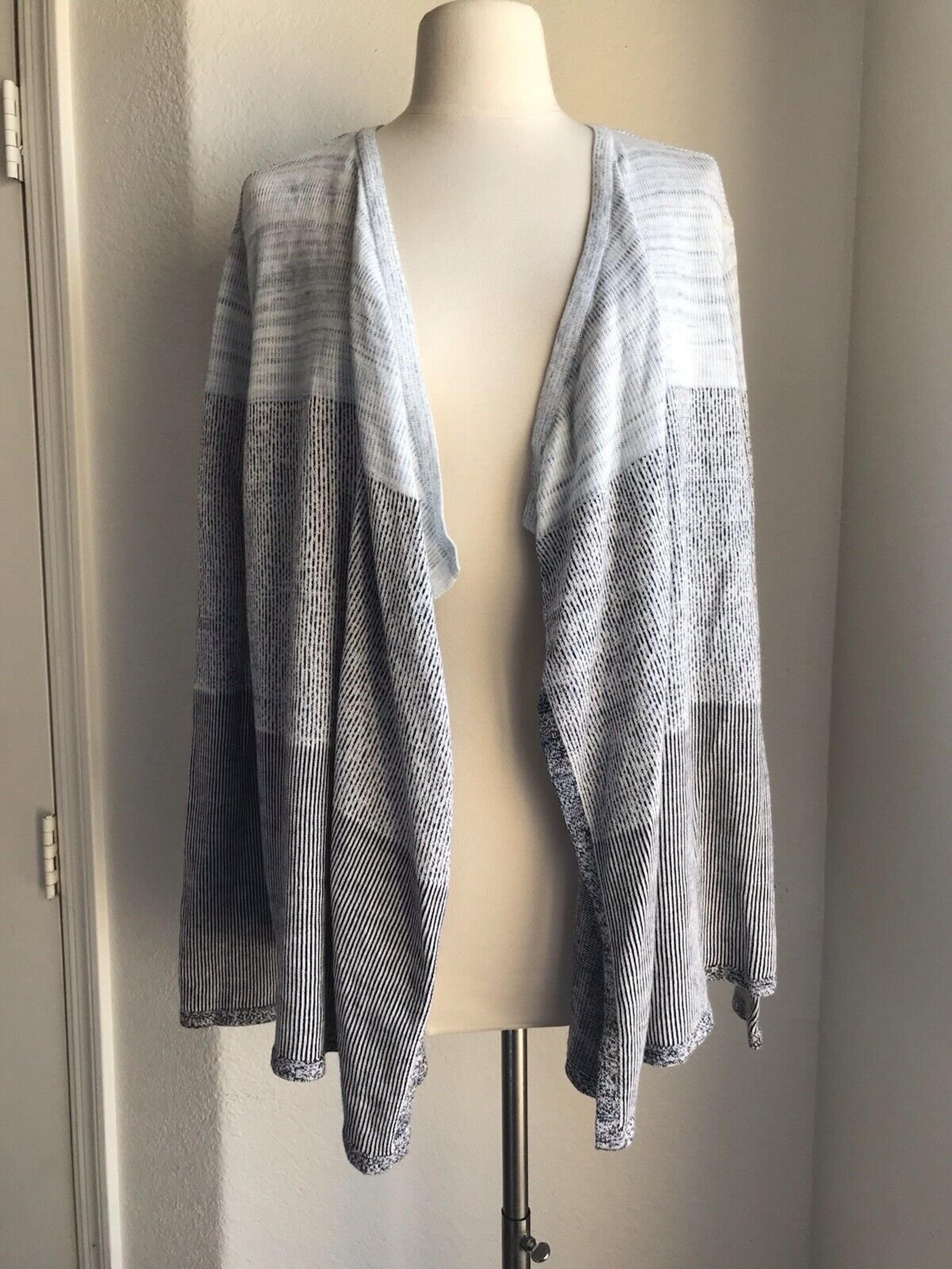 New Lou & Grey Fully Open Cardigan Sweater Colorblock Striped Waterfall size XL