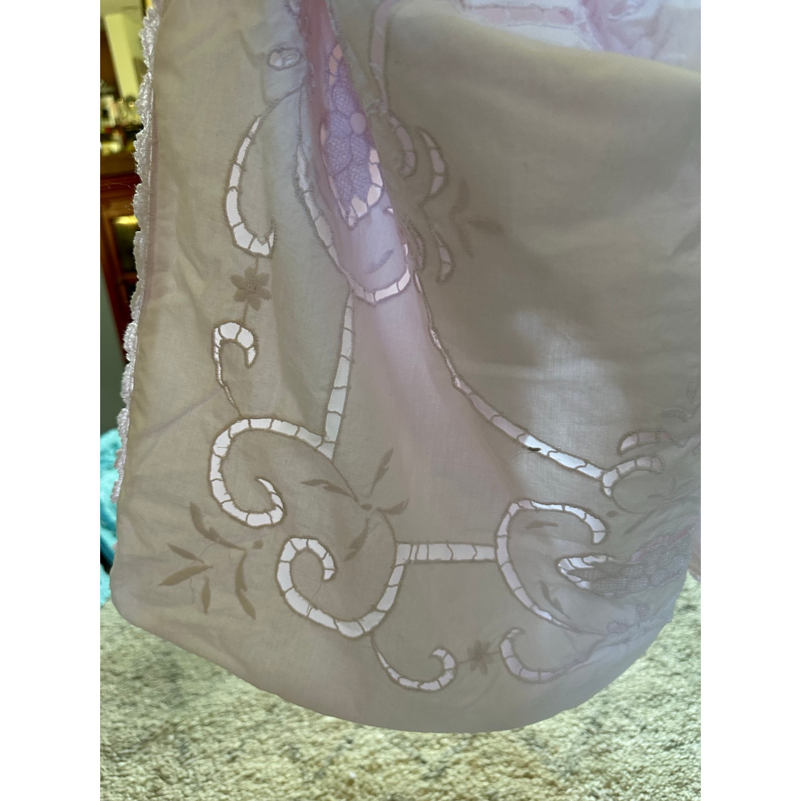 Simply Shabby Chic Pink Embroidered 24” Pillow Sham case Cotton euro Vintage