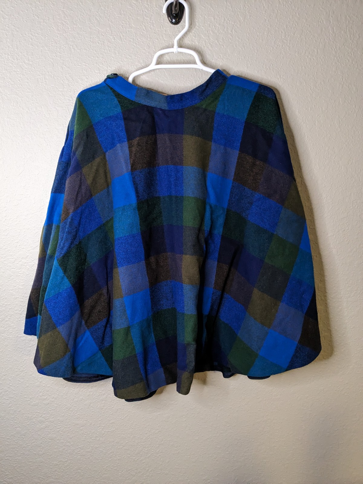 Vintage Pendleton Plaid Poncho Size 12 Blue