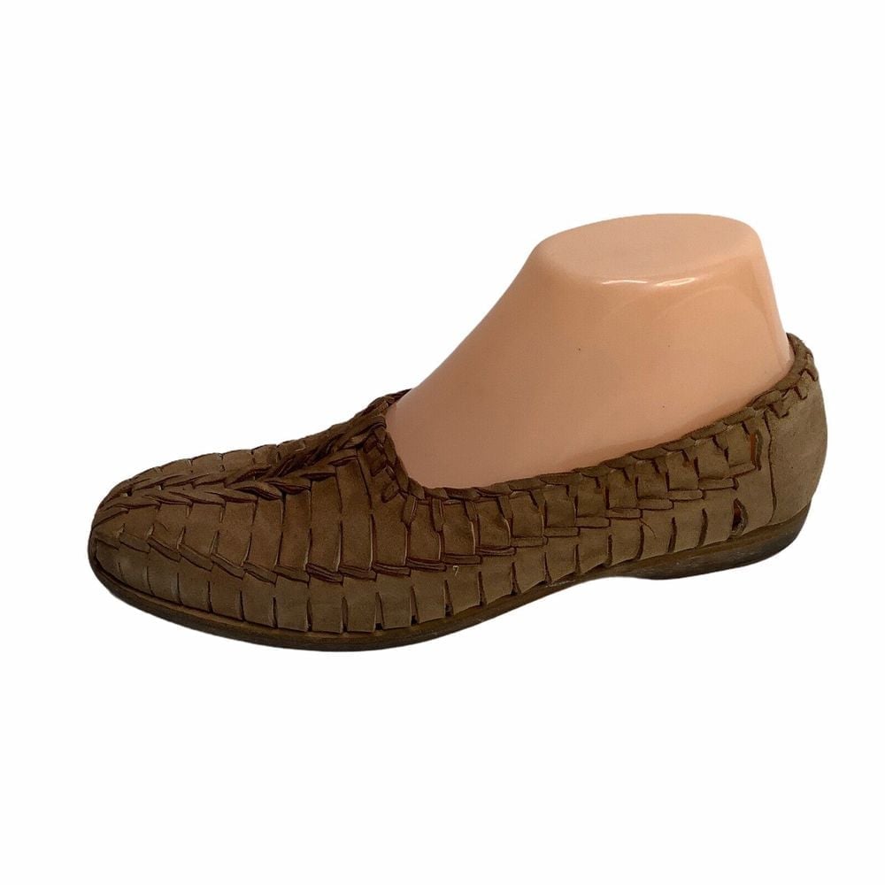 VIA SPIGA Brown Leather Suede Flats Slip on Shoes size 6.5 Italy